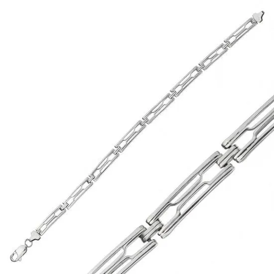 Gümüş Oksitli Erkek Bileklik – Bilekte Işıltı | 925 Ayar | 0,6 cm 21 cm 13,1 gr