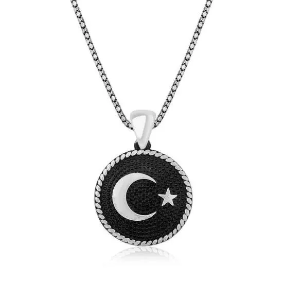 Gümüş Ay Yıldız Erkek Kolye – Vatan Sevgisi | 925 Ayar | 2 cm 2 cm 11 gr
