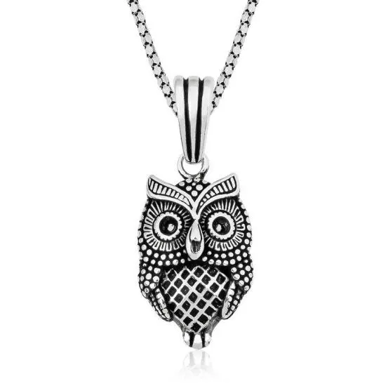 Gümüş Baykuş Kolye – Bilgeliğin Simgesi | 925 Ayar | 1,3 cm 3,4 cm 10 gr 55 cm