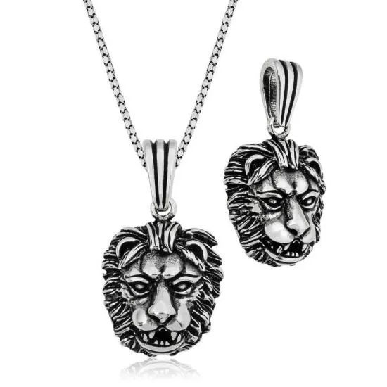 Gümüş Aslan Kolye – Cesaretin Simgesi | 925 Ayar | 1,8 cm 3,2 cm 10,2 gr 55 cm
