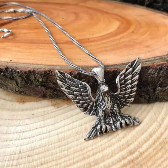 Gümüş Kartal Erkek Kolye – Gücün Simgesi | 925 Ayar | 4,4 cm 3,3 cm 17 gr