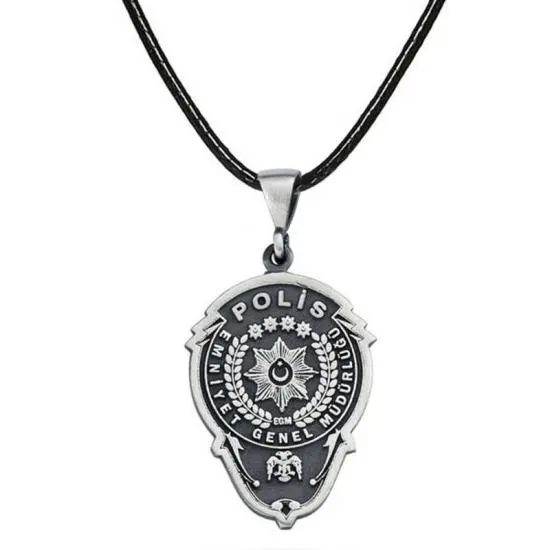 Gümüş Emniyet Teşkilatı Polis Armalı Kolye – Günlük Şıklık | 925 Ayar | 2,1 cm 4 cm 6,5 gr