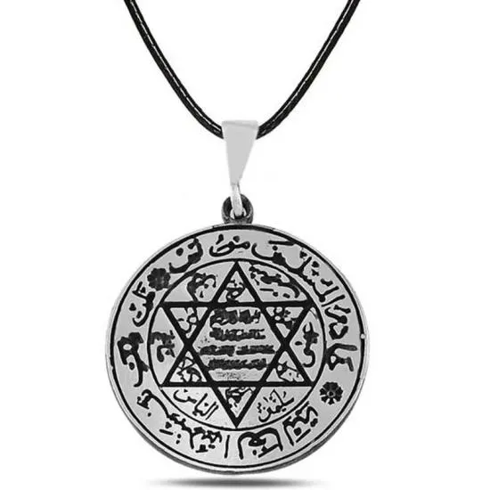 Gümüş Süleyman Mührü Kolye – Koruyucu Simge | 925 Ayar | 2,2 cm 3,8 cm 10,5 gr 55 cm