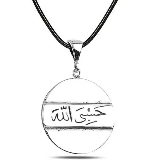 Gümüş Arapça Hasbiyallah Yazılı Kolye – Günlük Şıklık | 925 Ayar | 2,4 cm 3,4 cm 8,2 gr 55 cm