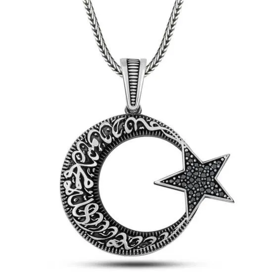 Gümüş Kelime-i Tevhid Yazılı Taşlı Erkek Kolye – Günlük Şıklık