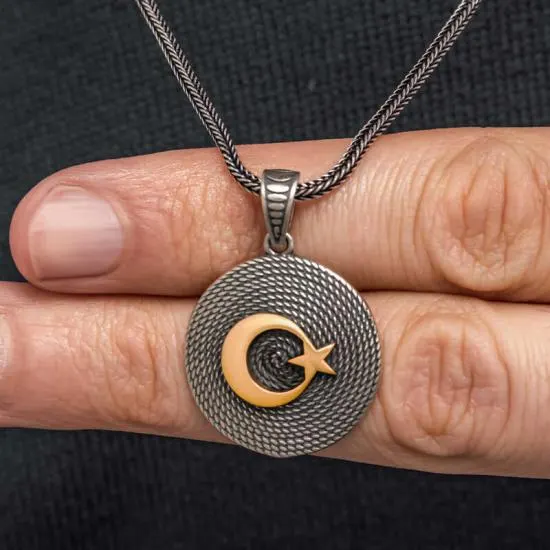 Gümüş Ay Yıldızlı Erkek Kolye – Vatan Sevgisi | 925 Ayar Gümüş