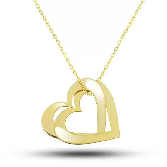 Gümüş Gold Kalp Aşk Kadın Kolye
