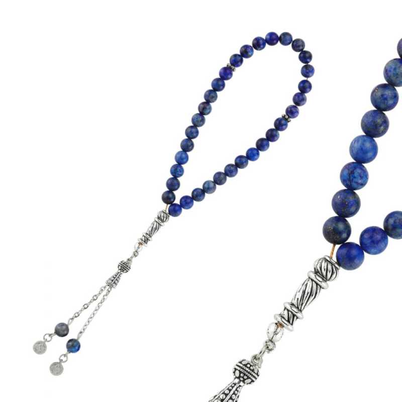 Doğaltaş Metal Püsküllü Lapis Taşı Tesbih – Koleksiyonluk | 925 Ayar