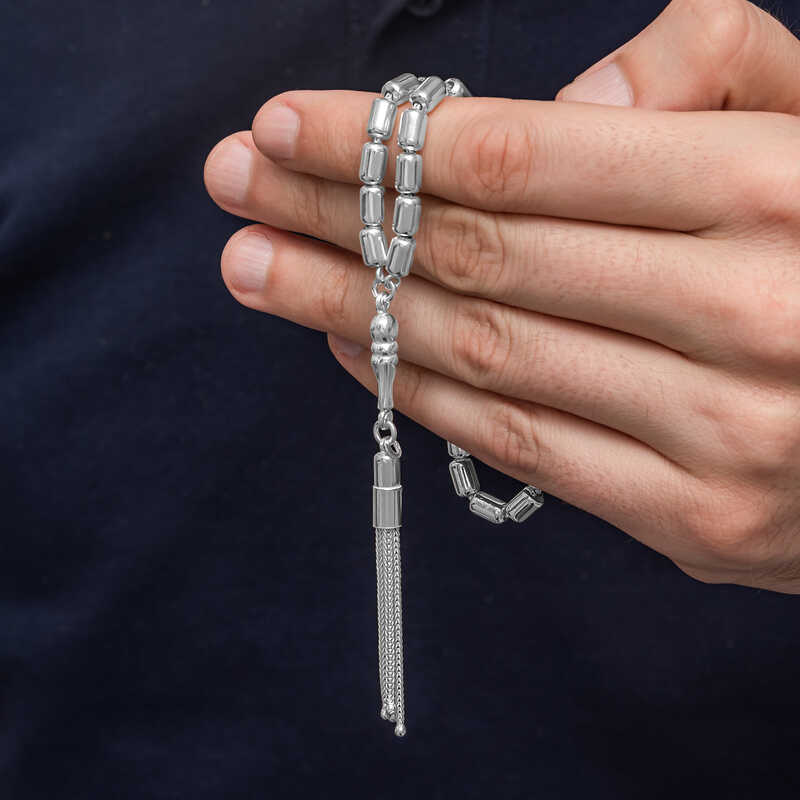 Gümüş Kapsül Kesim Erkek Tesbih – Koleksiyonluk | 0,4 cm 0,7 cm 26 cm 19,2 gr