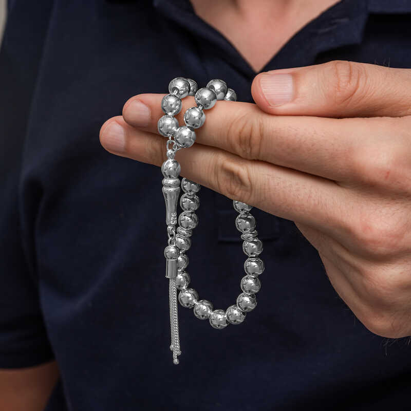 Gümüş Küre Kesim 7 mm Erkek Tesbih – Koleksiyonluk