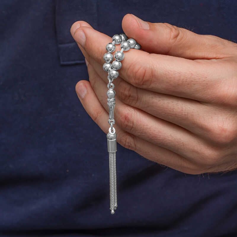 Gümüş Yuvarlak Erkek Tesbih – Bütünlüğün Simgesi | 925 Ayar | 0,5 mm 0,5 mm 18 cm 18 gr