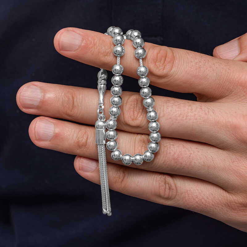 Gümüş Yuvarlak Erkek Tesbih – Bütünlüğün Simgesi | 925 Ayar | 0,6 mm 0,6 mm 20 cm 25 gr
