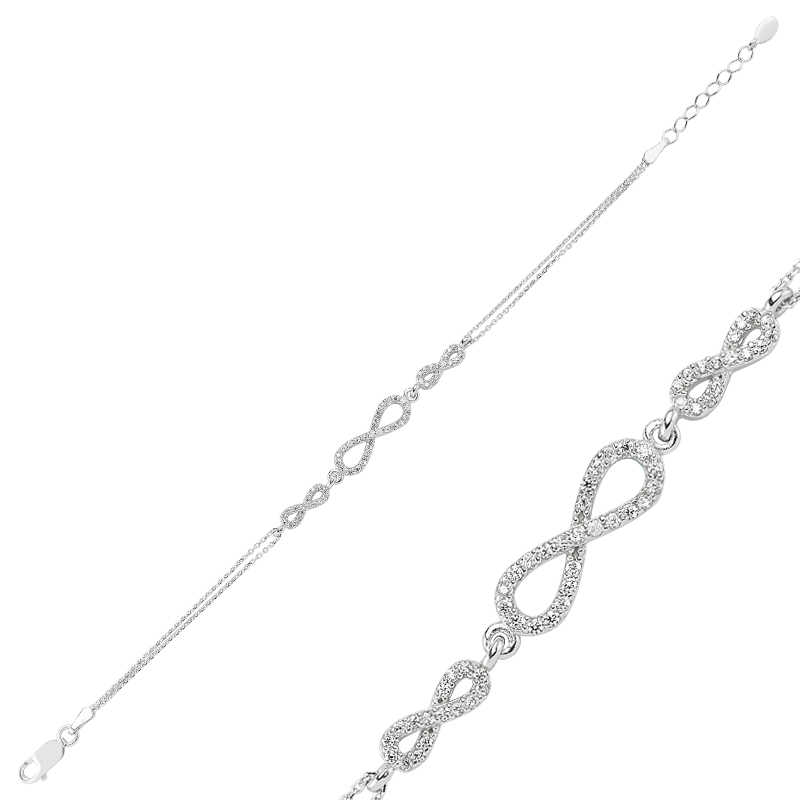 Gümüş Üç Sonsuzluk Bayan Bileklik – Bitmeyen Sevgi | 925 Ayar | 4 gr