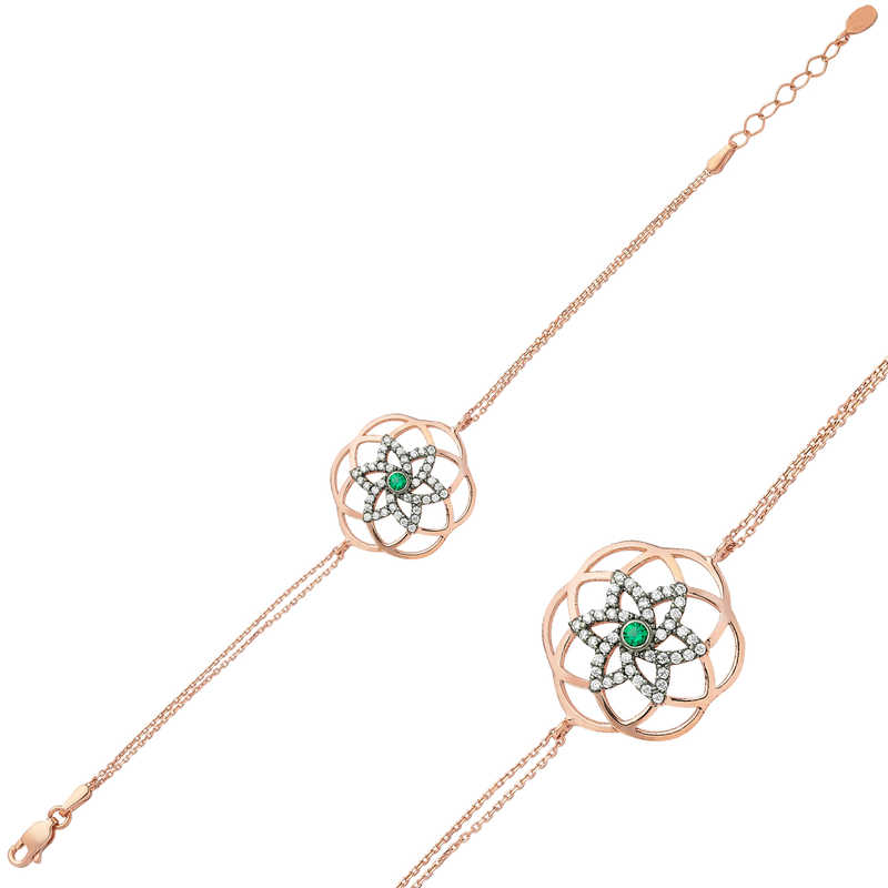 Gümüş Rose Yaşam Çiçeği Bayan Bileklik – Uyumun Simgesi | 925 Ayar | 4,3 gr