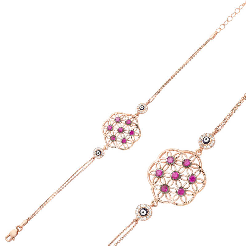 Gümüş Rose Yaşam Çiçeği Bayan Bileklik – Uyumun Simgesi | 925 Ayar | 2,3 cm 2,6 cm 5 gr