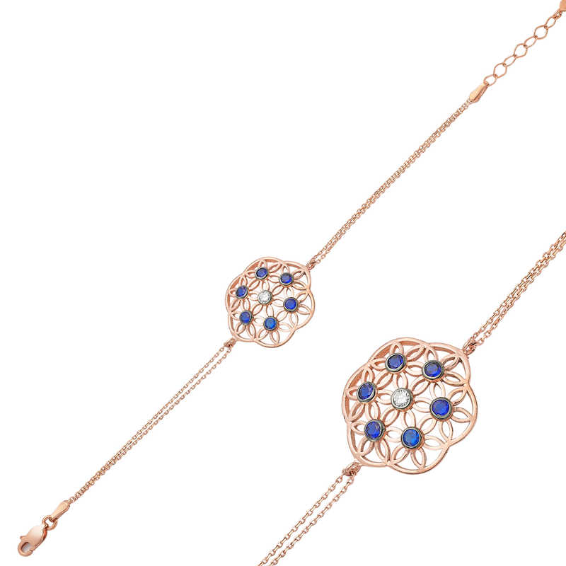 Gümüş Rose Yaşam Çiçeği Bileklik – Uyumun Simgesi | 925 Ayar