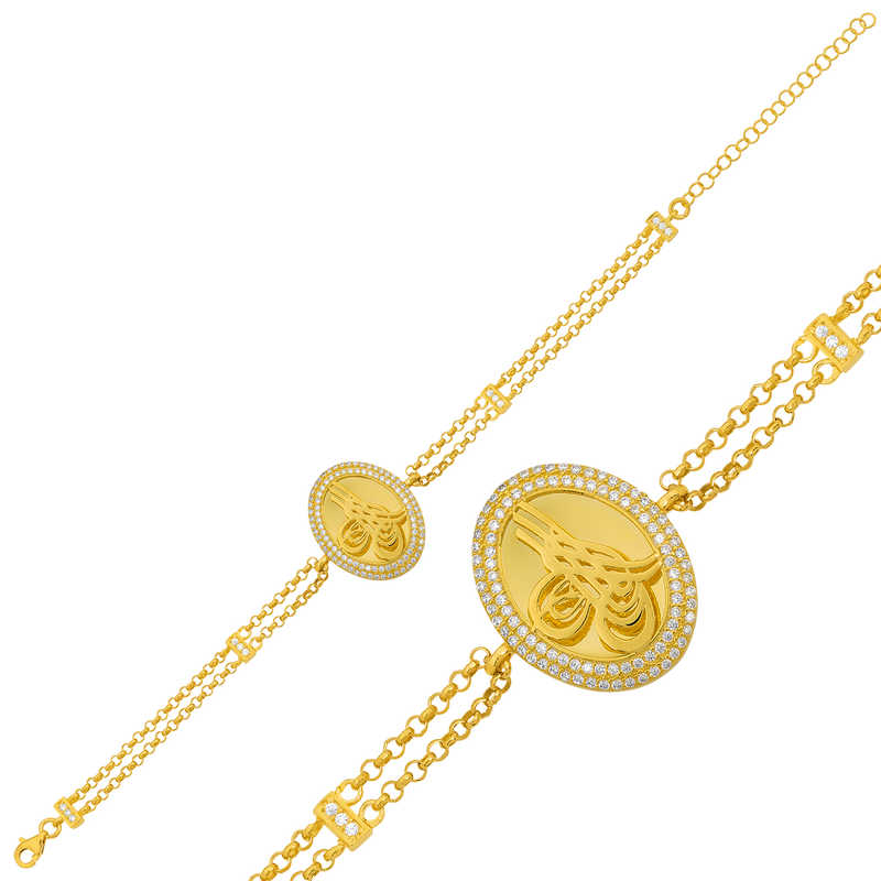 Gümüş Gold Tuğralı Bayan Bileklik – Osmanlı Mirası | 925 Ayar | 2 cm 2,5 cm 21 cm 10 gr