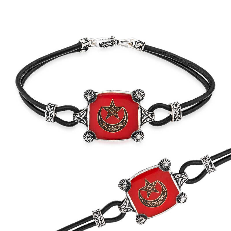 Gümüş Ay Yıldız Erkek Bileklik – Vatan Sevgisi | 925 Ayar | 3,5 cm 2,2 cm 14 gr