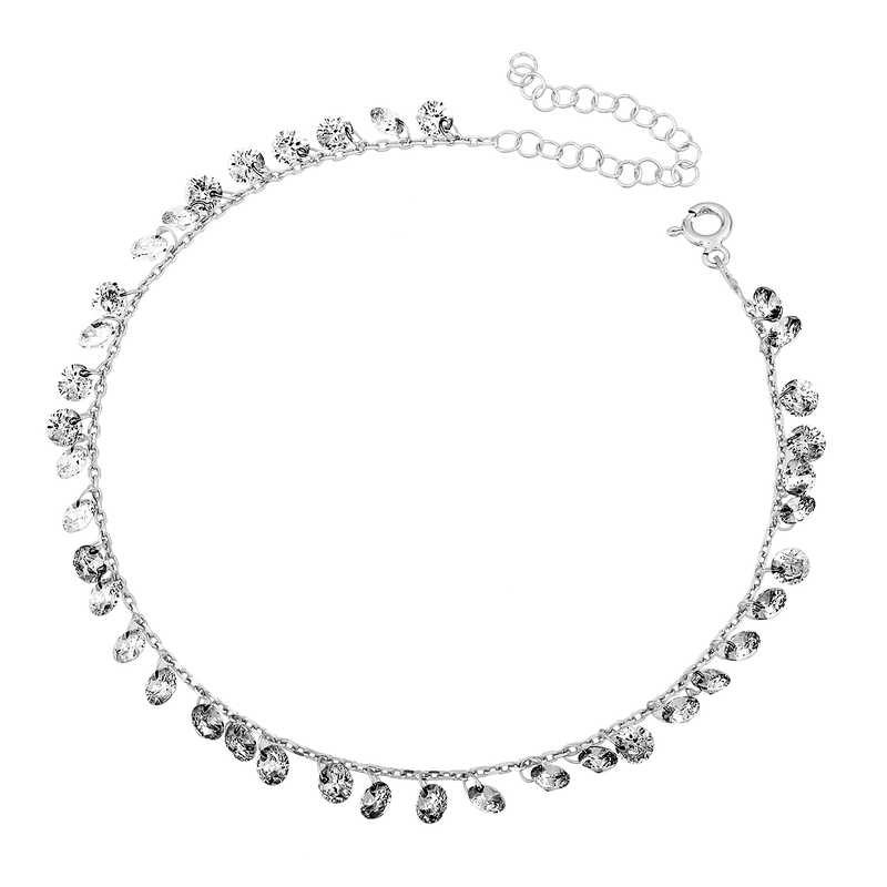 Gümüş Kristal Taşlı Halhal – Yaz Işıltısı