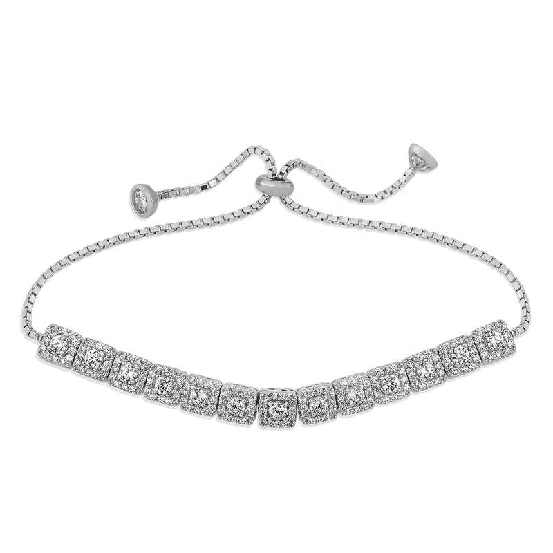 Gümüş Kare Baget Taşlı Asansörlü Bileklik – Her Bileğe Uyar | 925 Ayar | 0,7 cm 0,7 cm 10,58 gr