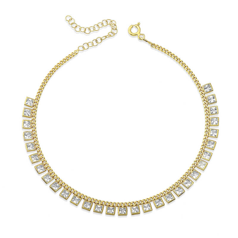 Gümüş Zirkon Taşlı Gold Halhal – Yaz Işıltısı | 925 Ayar