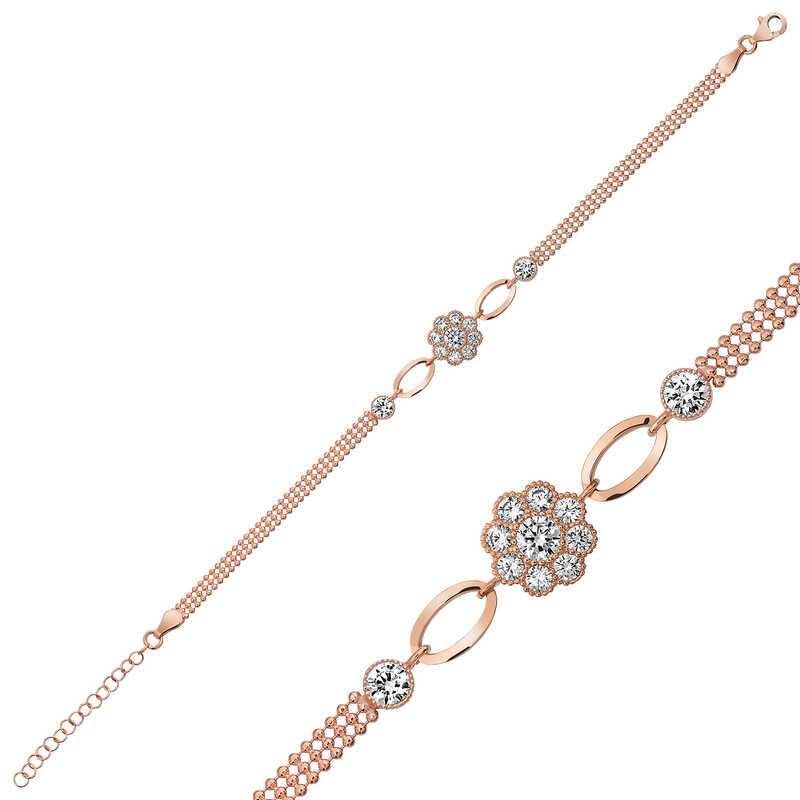 Gümüş Rose Çiçek Modelli Bileklik – Solmayan Bahar | 925 Ayar