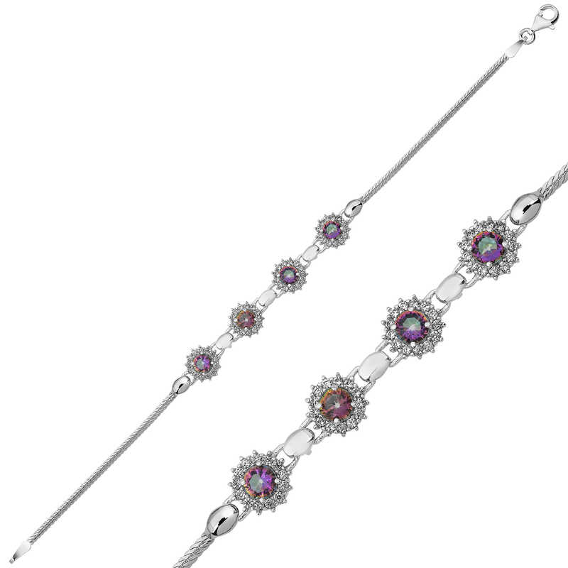 Gümüş Mistik Topaz Taşlı Bileklik – Bilekte Işıltı | 925 Ayar | 0,5 cm 6,5 cm 6,22 gr