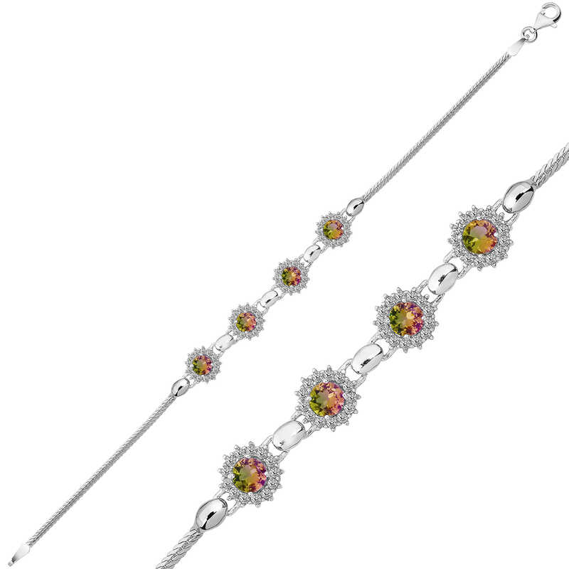 Gümüş Zultanit Taşlı Bileklik – Bilekte Işıltı | 925 Ayar | 0,5 cm 6,5 cm 6,23 gr