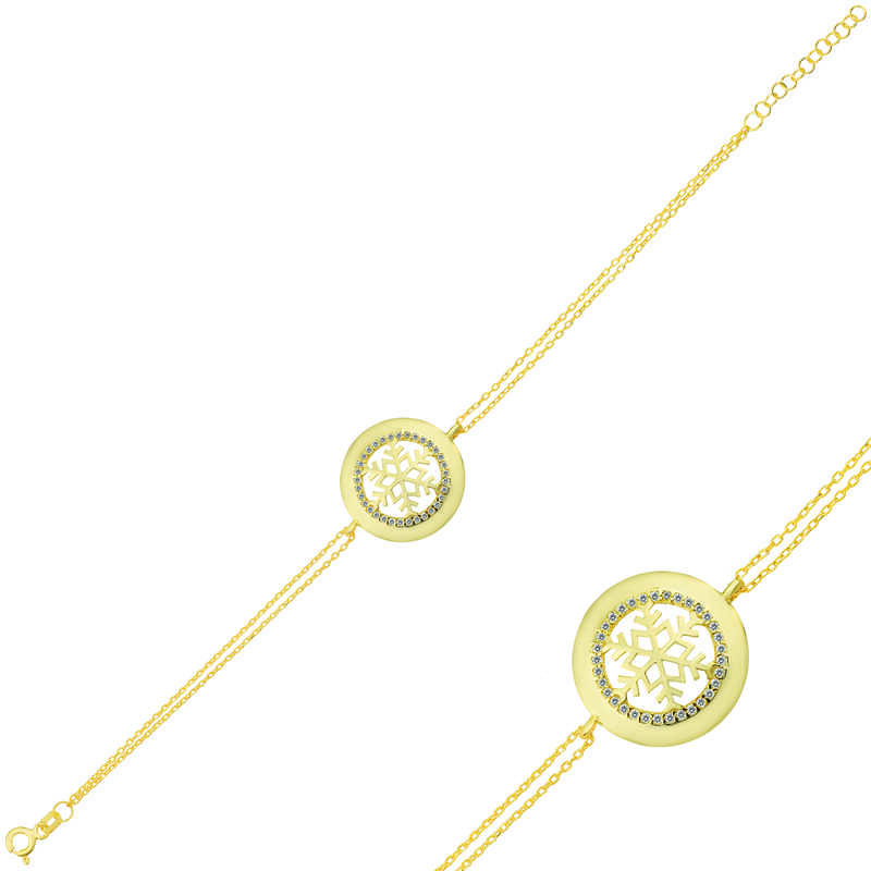 Gümüş Gold Kar Tanesi Bayan Bileklik – Eşi Benzeri Yok | 925 Ayar | 2 cm 2 cm 2,45 gr
