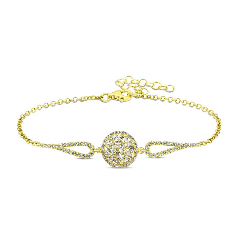 Gümüş Gold Baget Taşlı Bileklik – Bilekte Işıltı | 925 Ayar