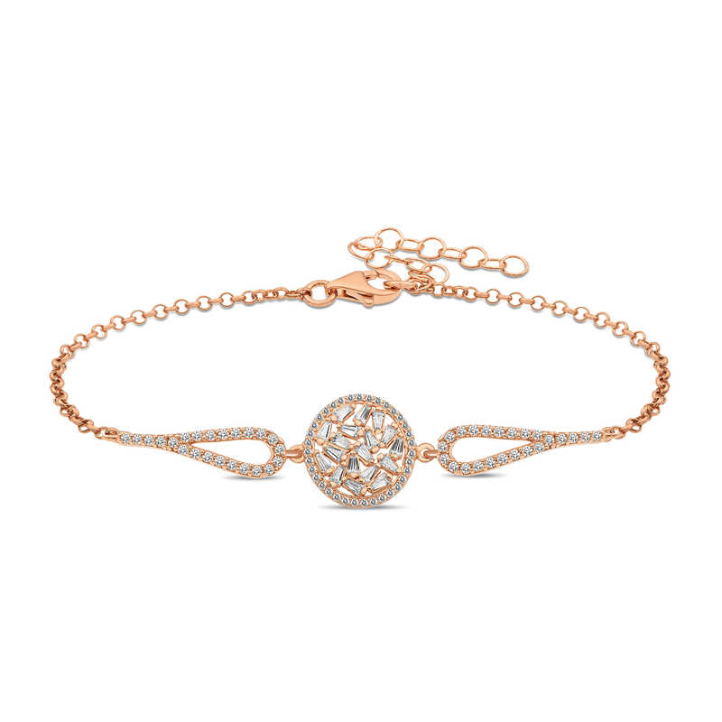 Gümüş Rose Baget Taşlı Bileklik – Bilekte Işıltı | 925 Ayar