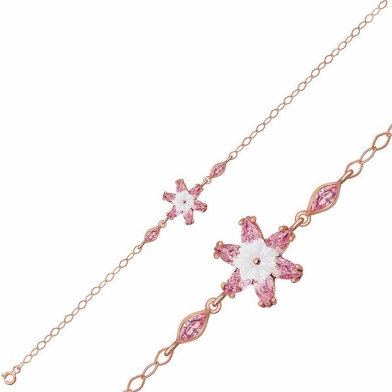 Gümüş Rose Pembe Lotus Çiçeği Bileklik – Arınmanın Simgesi | 925 Ayar