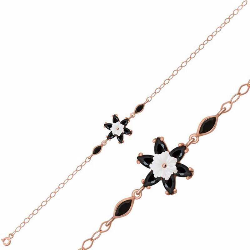 Gümüş Rose Siyah Lotus Çiçeği Bileklik – Arınmanın Simgesi | 925 Ayar