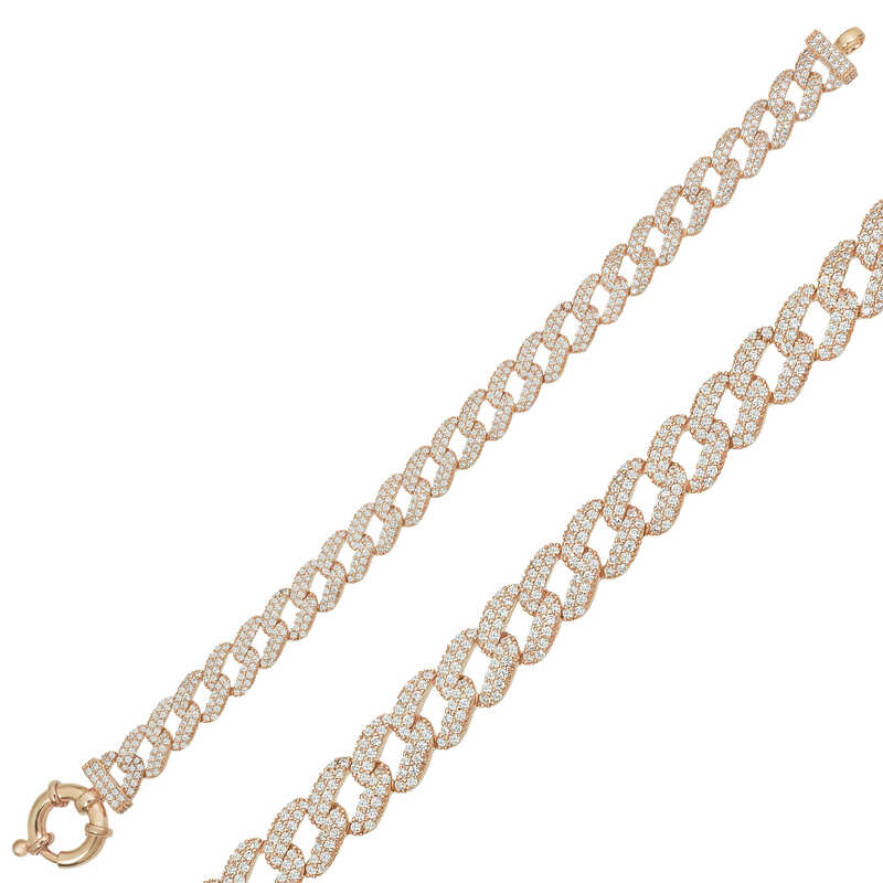 Gümüş Rose Taşlı Gurmet Bayan Bileklik – Bilekte Işıltı | 925 Ayar | 0,8 cm 0,8 cm 19 cm 14,95 gr