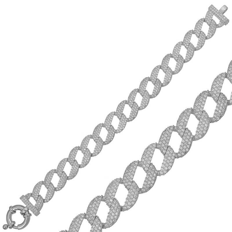 Gümüş Taşlı Gurmet Bayan Bileklik – Bilekte Işıltı | 925 Ayar | 1,2 cm 1,4 cm 17,5 cm 20,21 gr