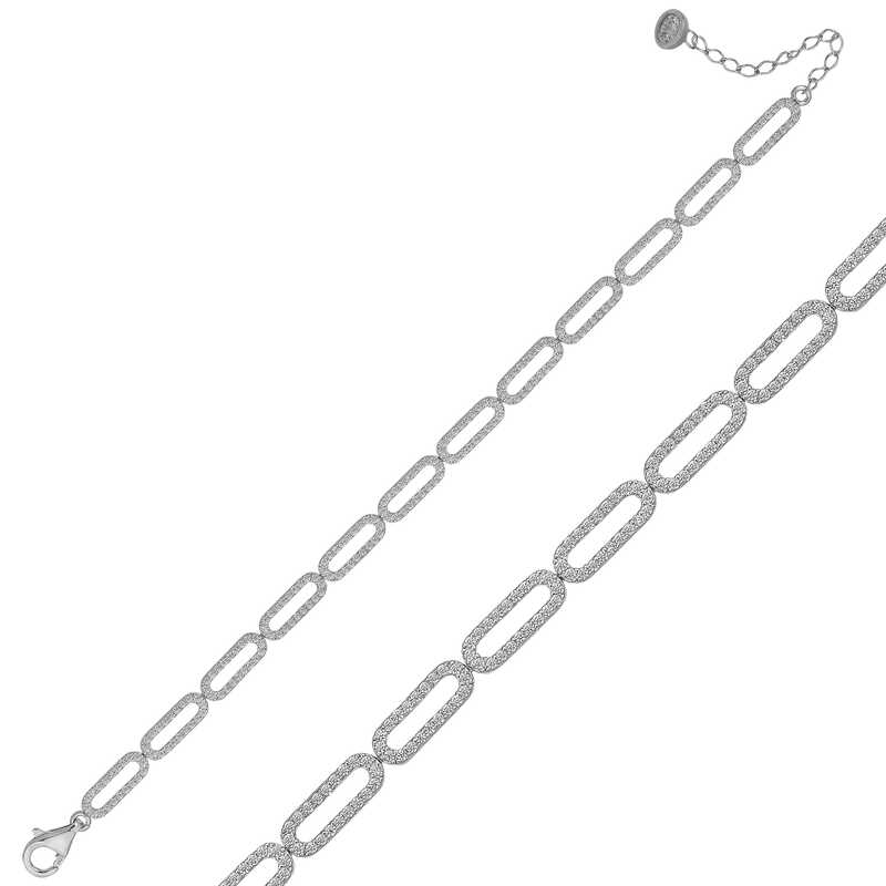 Gümüş Oval Taşlı Bayan Bileklik – Bilekte Işıltı | 925 Ayar | 0,5 cm 1,3 cm 21 cm 7,86 gr