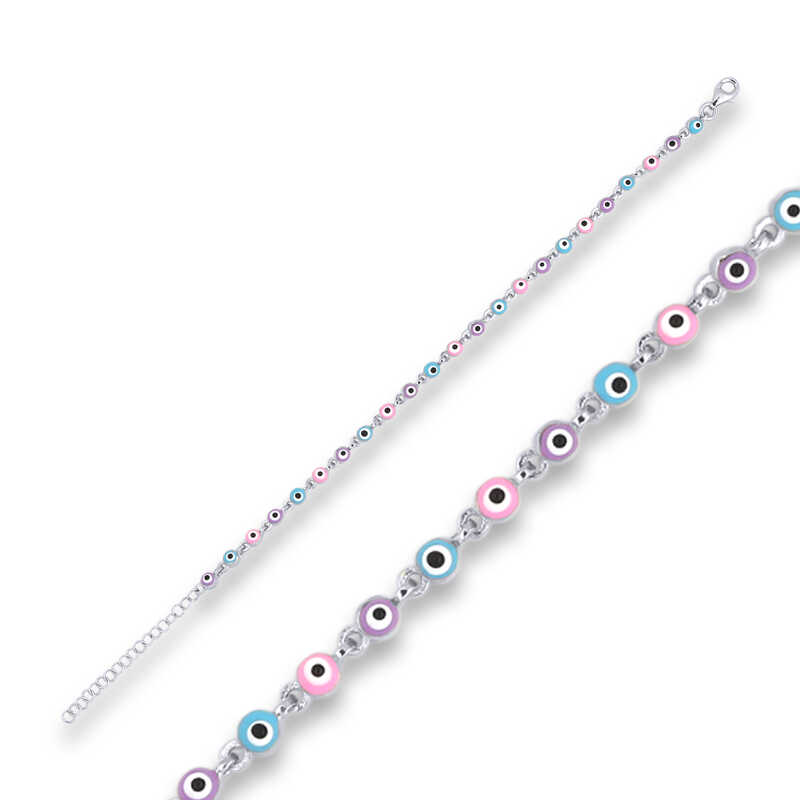 Gümüş Nazar Boncuklu Bileklik – Kem Gözden Koruyan | 925 Ayar | 0,4 cm 0,4 cm 4,6 gr 20 cm