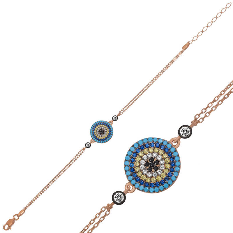 Gümüş Rose Nazar Bayan Bileklik – Kem Gözden Koruyan | 925 Ayar | 1,5 cm 1,5 cm 20 cm 3,4 gr