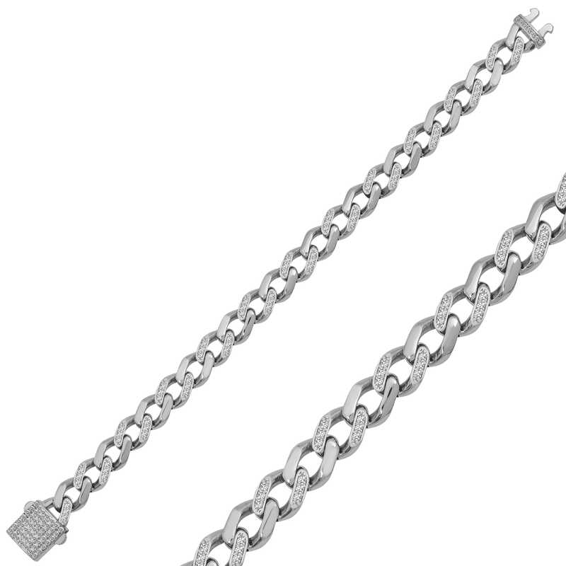 Gümüş Unisex Taşlı Gurmet Bileklik-Gümüş
