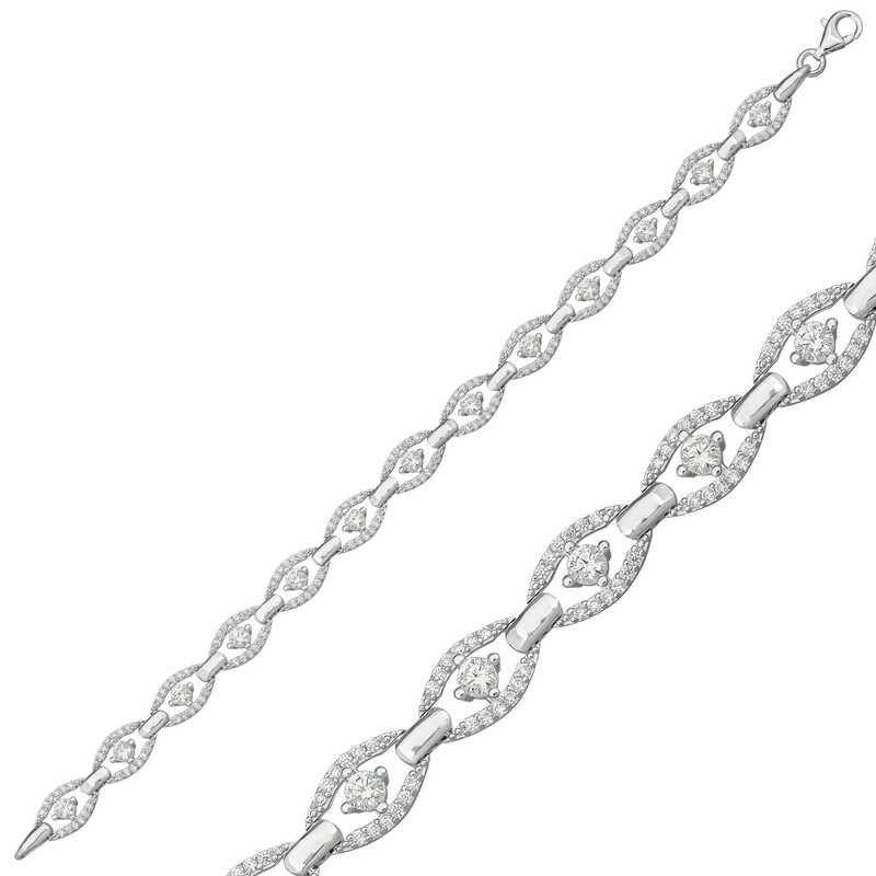 Gümüş Oval Su Yolu Bayan Bileklik – Kesintisiz Işıltı | 925 Ayar | 0,6 cm 1 cm 18 cm 12 gr
