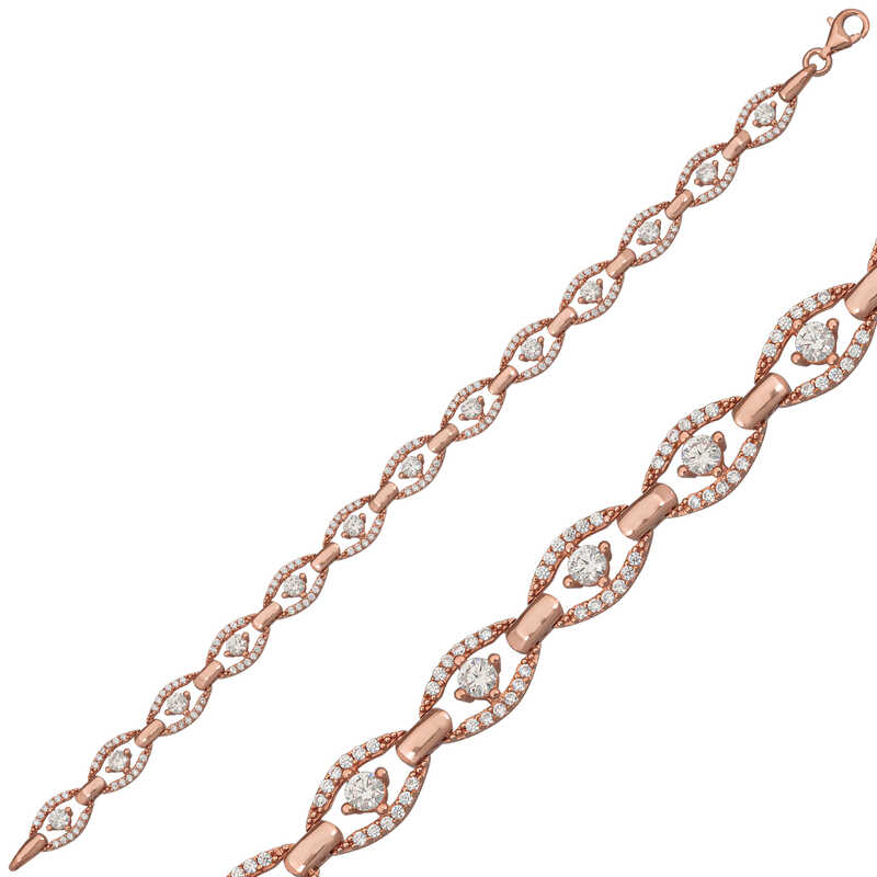Gümüş Rose Oval Su Yolu Bayan Bileklik – Kesintisiz Işıltı | 925 Ayar | 0,6 cm 1 cm 18 cm 12 gr