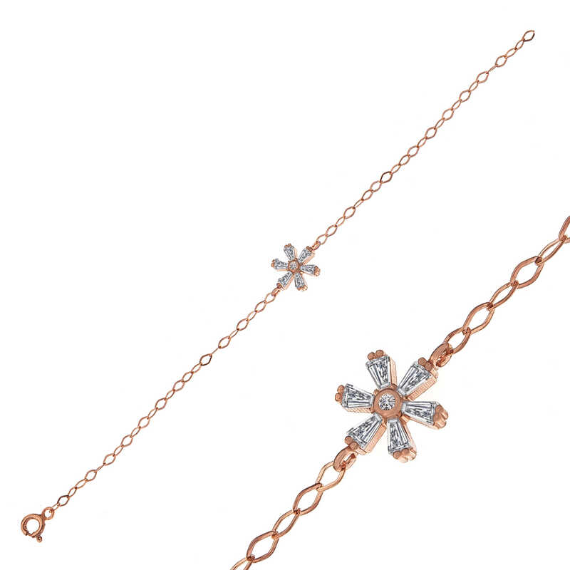 Gümüş Rose Çiçek Kadın Bileklik – Solmayan Bahar | 925 Ayar | 0,9 cm 0,9 cm 19 cm 1,2 gr