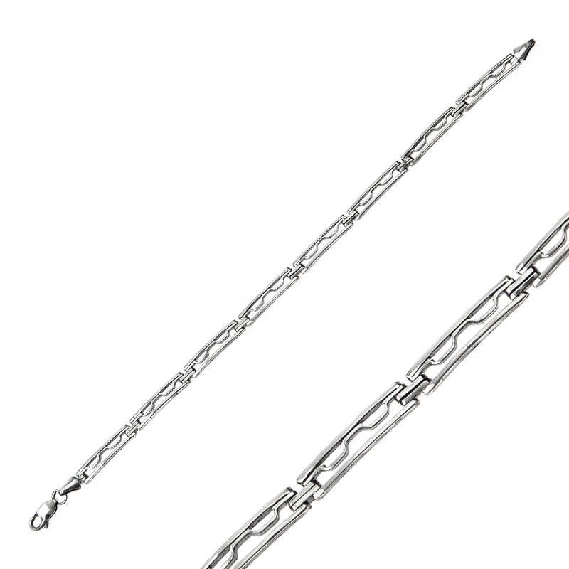 Gümüş Oksitli Erkek Bileklik – Bilekte Işıltı | 925 Ayar | 0,5 cm 21 cm 10,5 gr