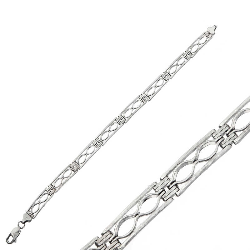 Gümüş Oksitli Erkek Bileklik – Bilekte Işıltı | 925 Ayar | 0,7 cm 21 cm 15,2 gr