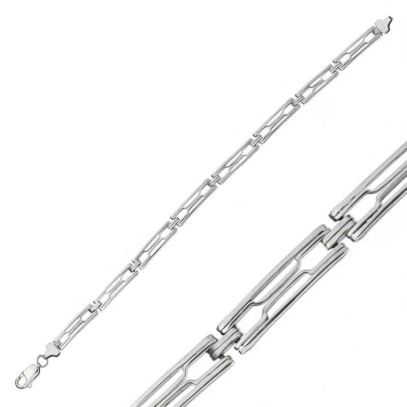 Gümüş Oksitli Erkek Bileklik – Bilekte Işıltı | 925 Ayar | 0,6 cm 21 cm 13,1 gr