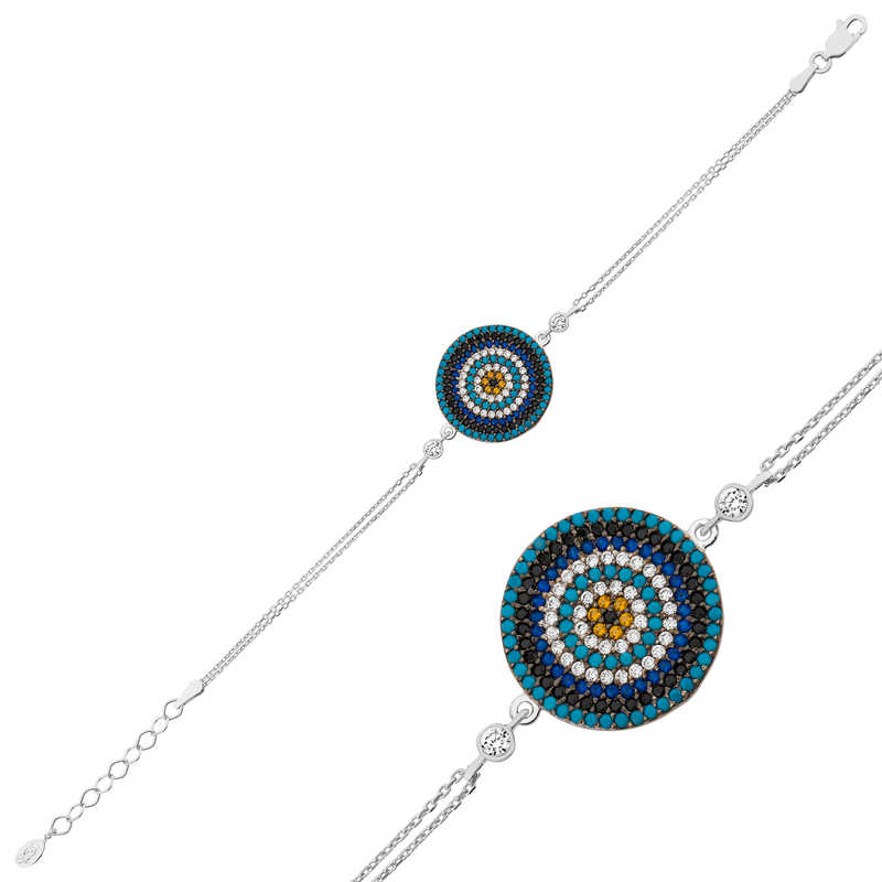 Gümüş Nazar Kadın Bileklik – Kem Gözden Koruyan | 925 Ayar | 1,7 cm 20 cm 3,8 gr
