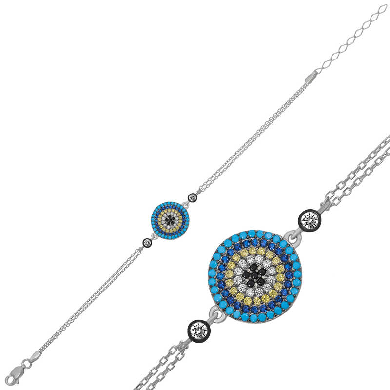 Gümüş Nazar Kadın Bileklik – Kem Gözden Koruyan | 925 Ayar | 1,5 cm 20 cm 3,4 gr