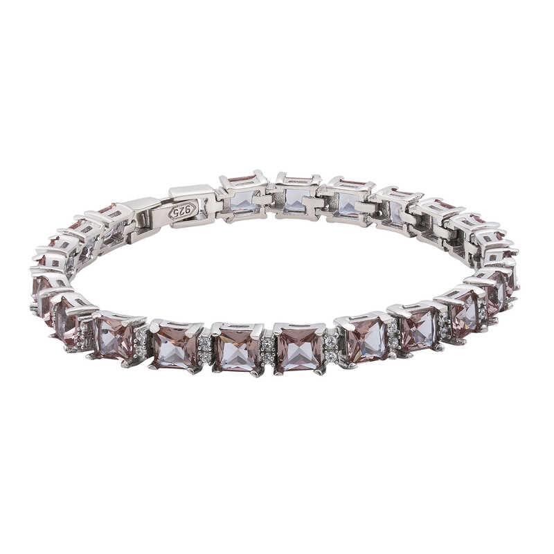 Gümüş Kare Zultanit Taşlı Kadın Bileklik – Bilekte Işıltı | 925 Ayar | 0,6 cm 18 cm 15 gr