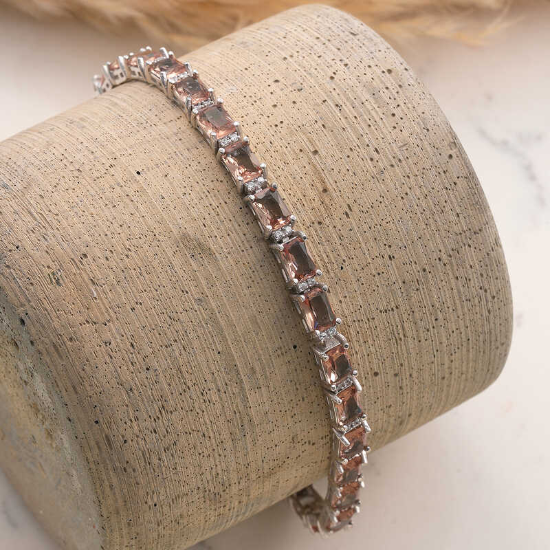 Gümüş Kare Zultanit Taşlı Kadın Bileklik – Bilekte Işıltı | 925 Ayar | 0,5 cm 19 cm 15 gr