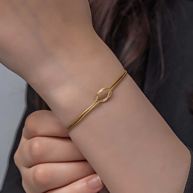 Gümüş Gold Aşk Düğüm Kadın Bileklik – Aşkın Hatırası | 925 Ayar